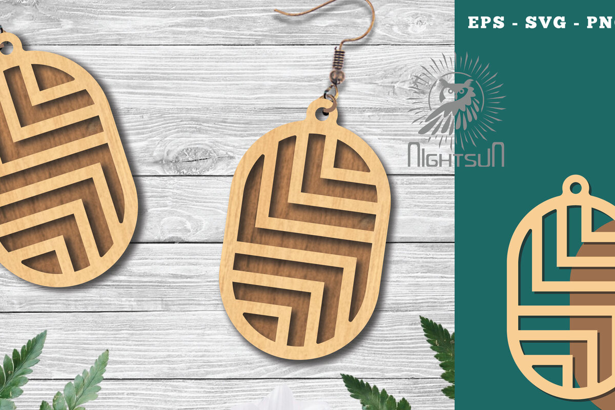 Σετ των 3 Intra απο ξύλο plywood 3mm-4mm πάχος - Γεωμετρικά σκουλαρίκια Laser Cut 10 Δίασταση 3x3 cm INTRAFABR-124448191