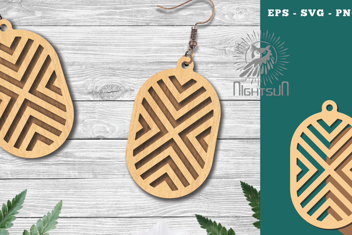 Σετ των 3 Intra απο ξύλο plywood 3mm-4mm πάχος - Γεωμετρικά σκουλαρίκια  14 Δίασταση 3x3 cm INTRAFABR-124448387