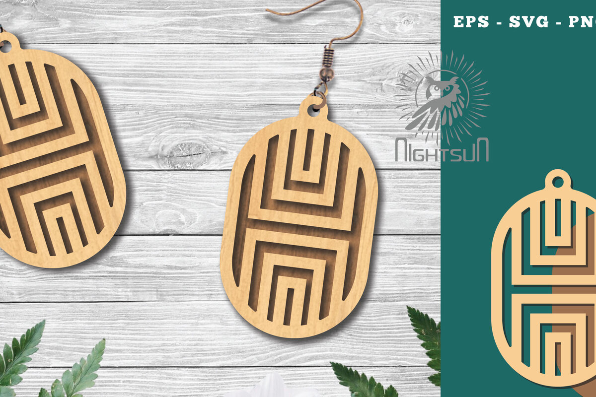 Σετ των 3 Intra απο ξύλο plywood 3mm-4mm πάχος - Γεωμετρικά σκουλαρίκια Laser Cut 15 Δίασταση 3x3 cm INTRAFABR-124448430