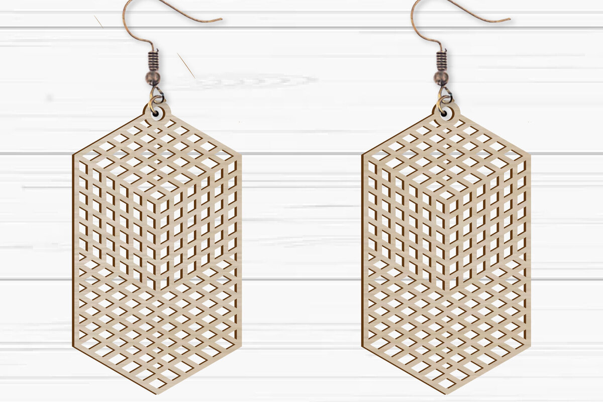 Σετ των 3 Intra απο ξύλο plywood 3mm-4mm πάχος -  με λέιζερ γεωμετρικά σκουλαρίκια Δίασταση 3x3 cm INTRAFABR-93882966