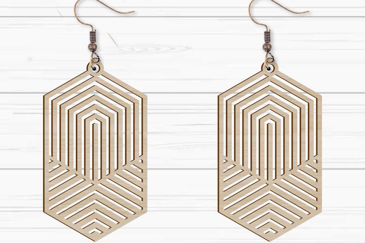 Σετ των 3 Intra απο ξύλο plywood 3mm-4mm πάχος -  με λέιζερ γεωμετρικά σκουλαρίκια Δίασταση 3x3 cm INTRAFABR-93883005