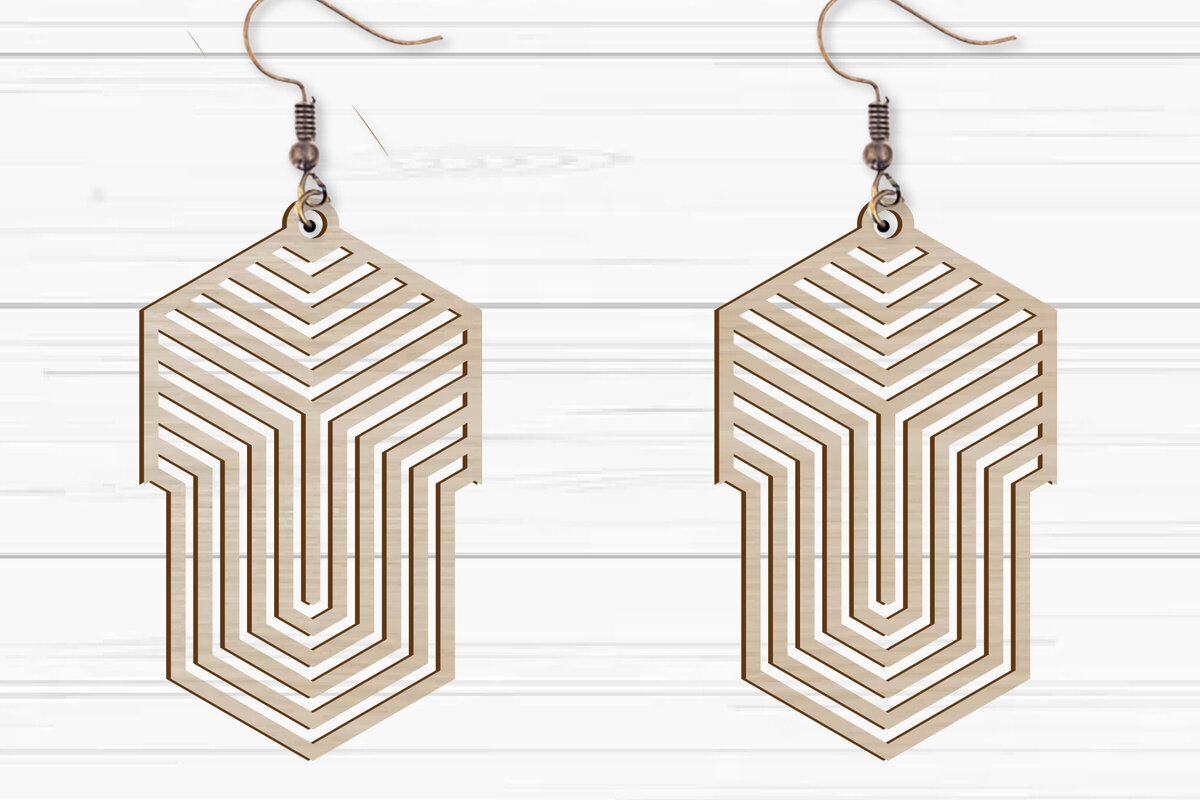 Σετ των 3 Intra απο ξύλο plywood 3mm-4mm πάχος -  με λέιζερ γεωμετρικά σκουλαρίκια Δίασταση 3x3 cm INTRAFABR-93883050