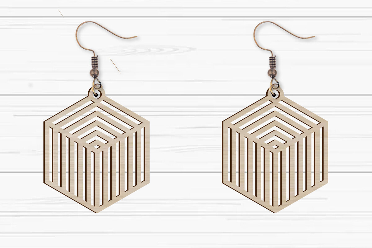 Σετ των 3 Intra απο ξύλο plywood 3mm-4mm πάχος -  με λέιζερ γεωμετρικά σκουλαρίκια Δίασταση 3x3 cm INTRAFABR-93883092