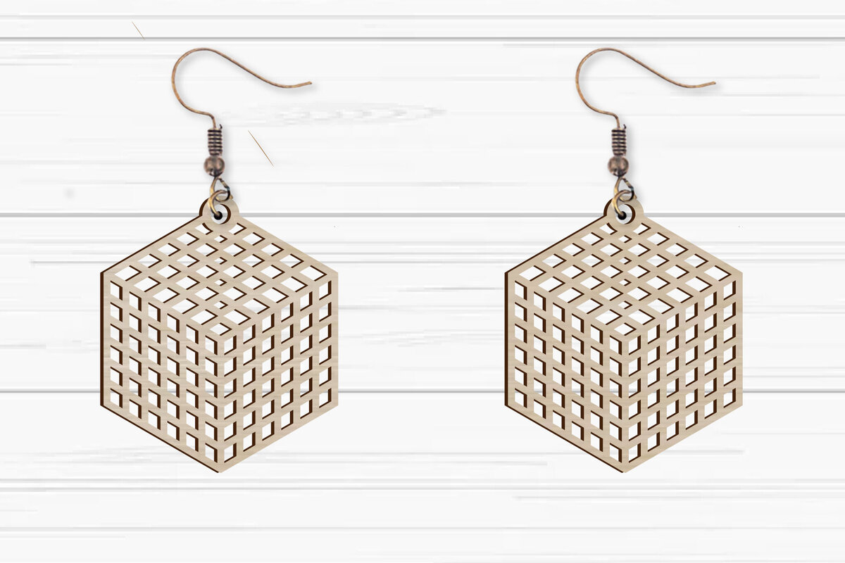 Σετ των 3 Intra απο ξύλο plywood 3mm-4mm πάχος -  με λέιζερ γεωμετρικά σκουλαρίκια Δίασταση 3x3 cm INTRAFABR-93883135