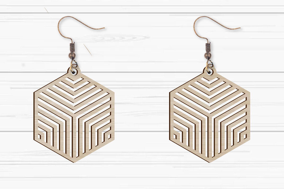 Σετ των 3 Intra απο ξύλο plywood 3mm-4mm πάχος -  με λέιζερ γεωμετρικά σκουλαρίκια Δίασταση 3x3 cm INTRAFABR-93883207