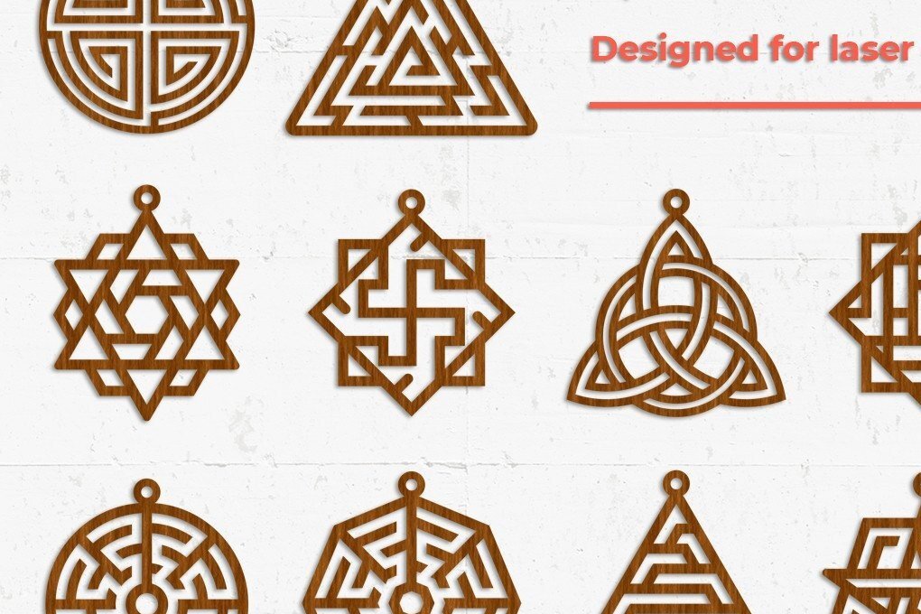 Σετ των 3 Intra απο ξύλο plywood 3mm-4mm πάχος - Γεωμετρικά Σκουλαρίκια - Αρχεία  Cut Laser Δίασταση 3x3 cm INTRAFABR-32643489