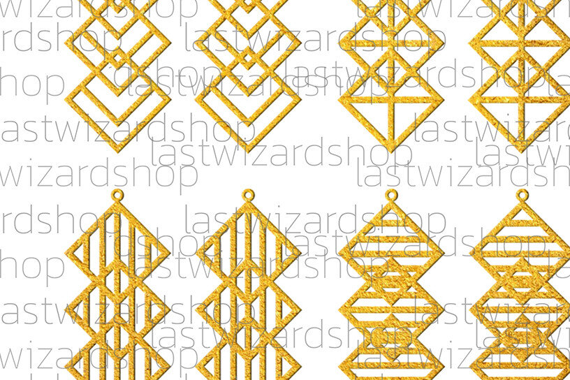 Σετ των 3 Intra απο ξύλο plywood 3mm-4mm πάχος - Γεωμετρικά Σκουλαρίκια , Μοντέρνα Faux Δίασταση 3x3 cm INTRAFABR-25884236