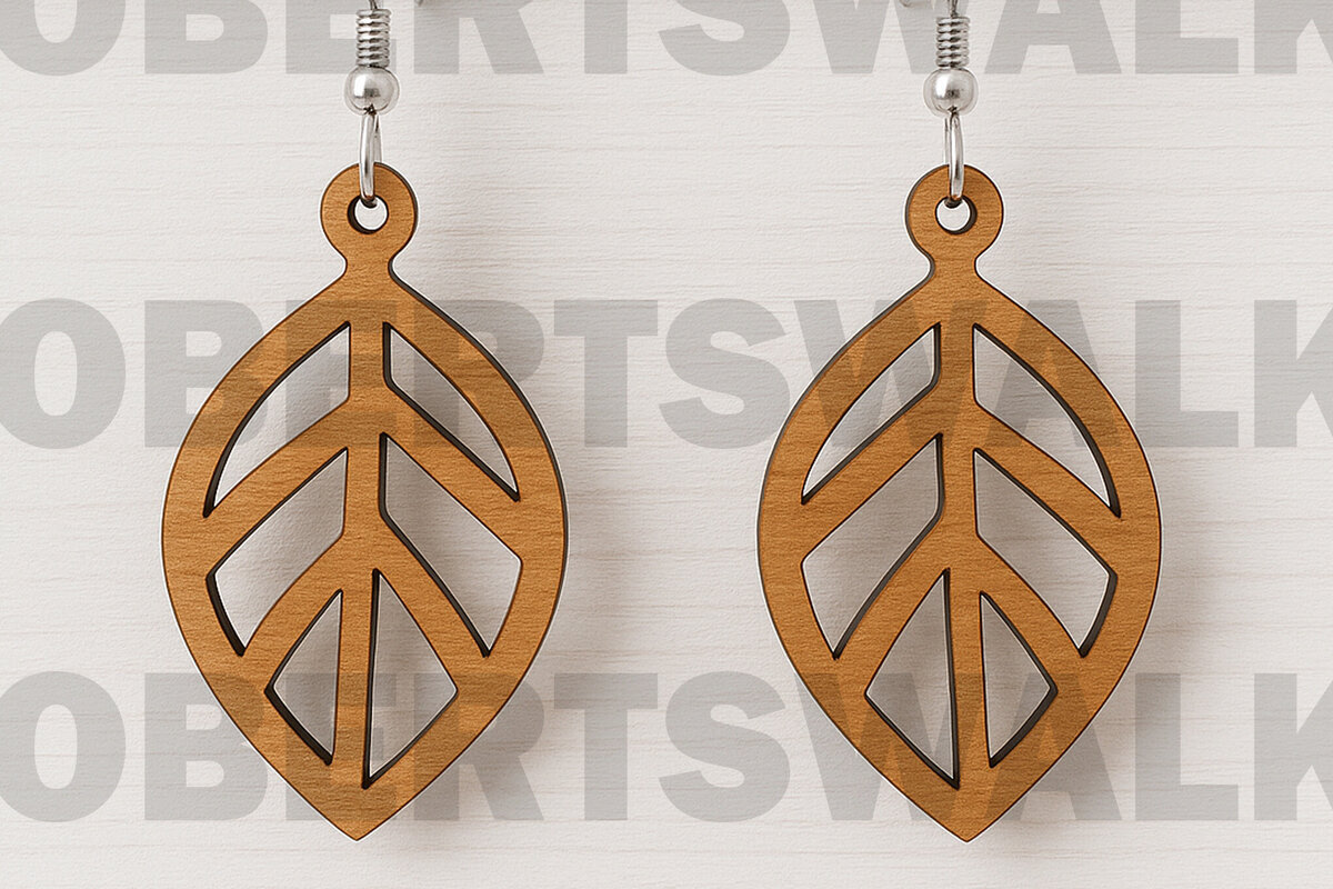 Σετ των 3 Intra απο ξύλο plywood 3mm-4mm πάχος - Σκουλαρίκια με σκελετό με γεωμετρικό φύλλο Δίασταση 3x3 cm INTRAFABR-123812896