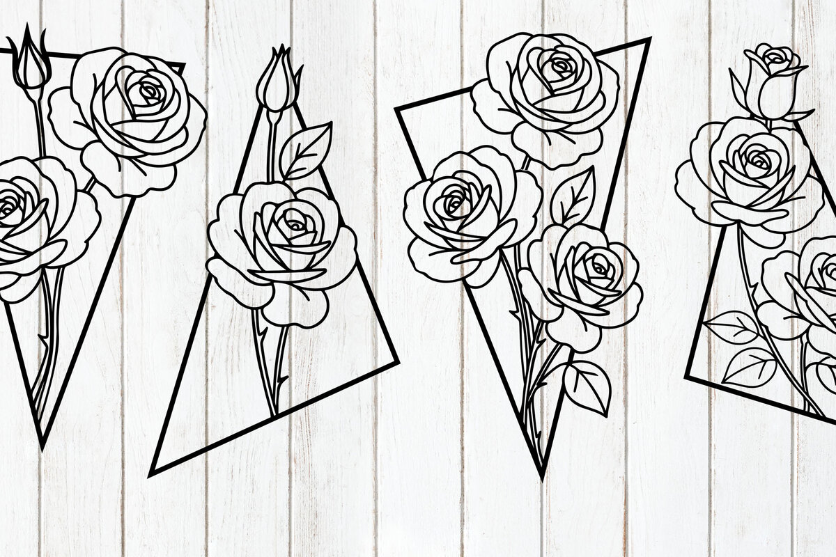 Σετ των 3 Intra απο ξύλο plywood 3mm-4mm πάχος - Γεωμετρικό Τριαντάφυλλο Πλαίσιο  Laser Cut Δίασταση 6x6 cm INTRAFABR-124578295