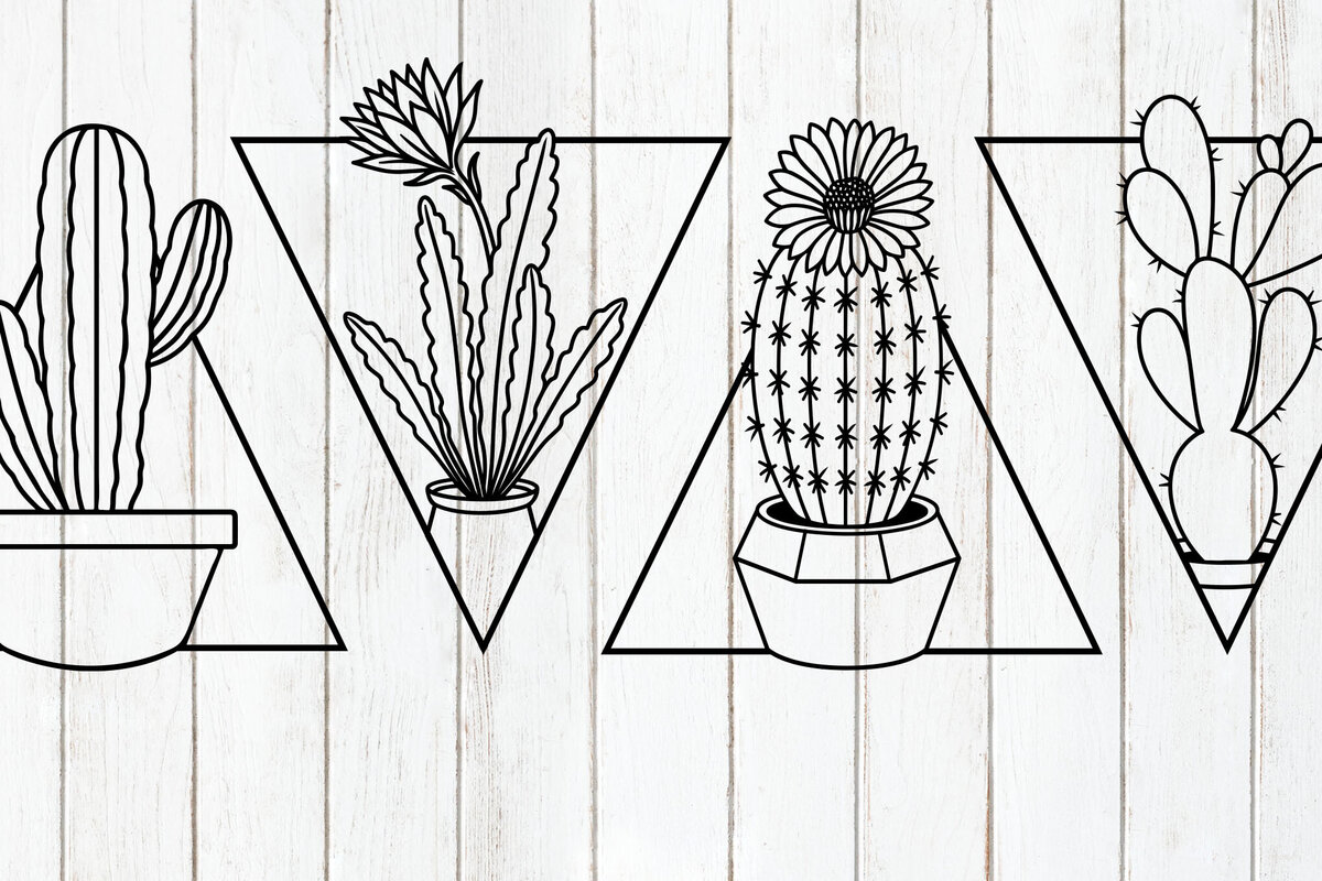 Σετ των 3 Intra απο ξύλο plywood 3mm-4mm πάχος - Σετ Geometric Succulent  Δίασταση 6x6 cm INTRAFABR-124578305