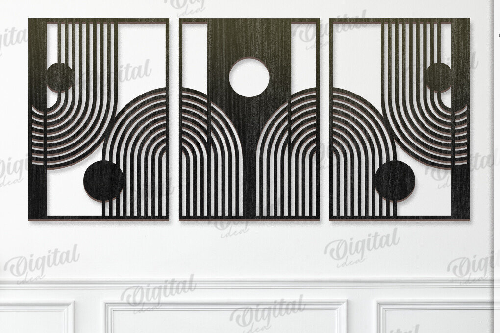 Intra απο ξύλο plywood 3mm-4mm πάχος - Γεωμετρικό Σετ Τέχνης Τοίχου  Δίασταση 40x50 cm INTRAFABR-119674251