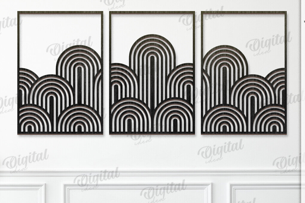 Intra απο ξύλο plywood 3mm-4mm πάχος - Γεωμετρικό Σετ Τέχνης Τοίχου  Δίασταση 40x50 cm INTRAFABR-119674283