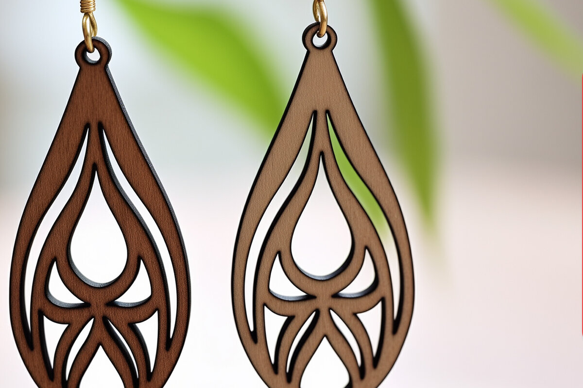 Σετ των 3 Intra απο ξύλο plywood 3mm-4mm πάχος - Γεωμετρικό πρότυπο ξύλινο σκουλαρίκι  Δίασταση 3x3 cm INTRAFABR-90570104