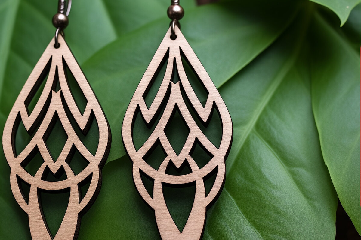 Σετ των 3 Intra απο ξύλο plywood 3mm-4mm πάχος - Γεωμετρικό πρότυπο ξύλινο σκουλαρίκι  Δίασταση 3x3 cm INTRAFABR-90574225