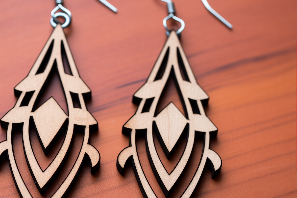 Σετ των 3 Intra απο ξύλο plywood 3mm-4mm πάχος - Γεωμετρικό πρότυπο ξύλινο σκουλαρίκι  Δίασταση 3x3 cm INTRAFABR-90497145