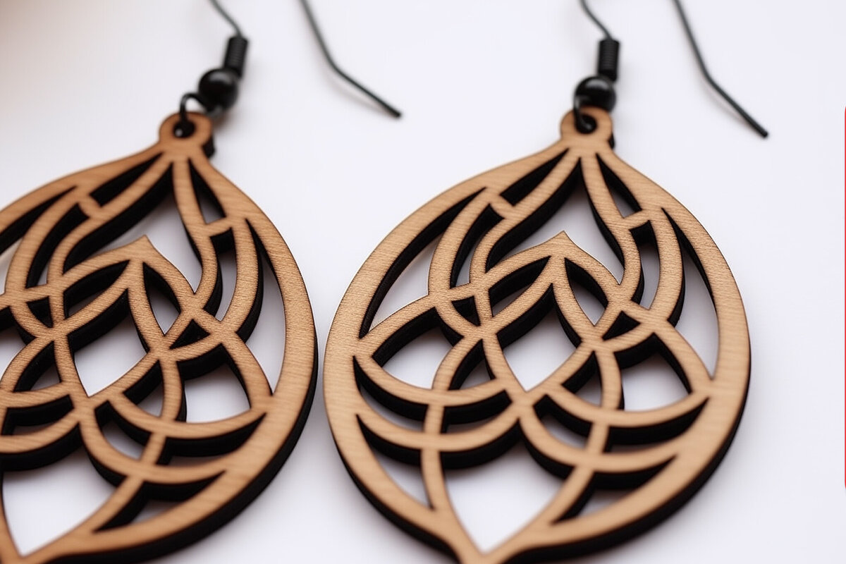 Σετ των 3 Intra απο ξύλο plywood 3mm-4mm πάχος - Γεωμετρικό πρότυπο ξύλινο σκουλαρίκι  Δίασταση 3x3 cm INTRAFABR-90503721