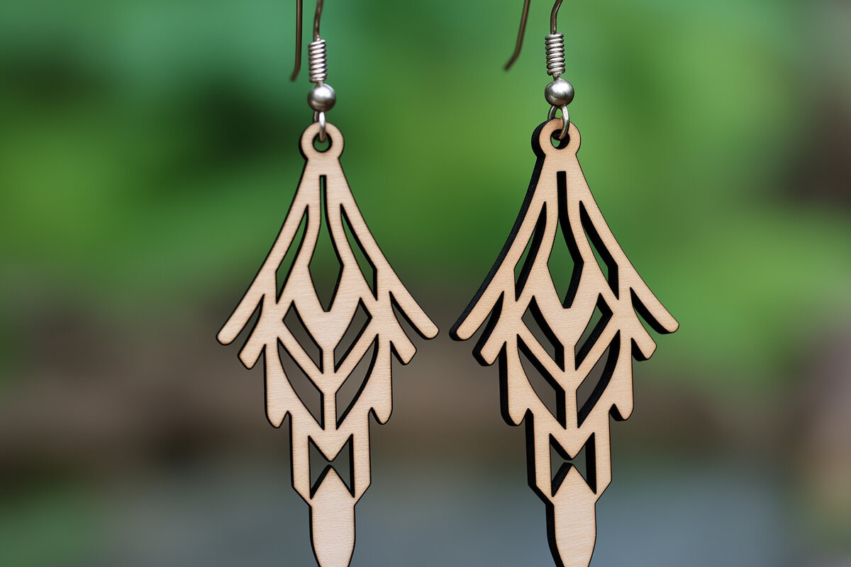 Σετ των 3 Intra απο ξύλο plywood 3mm-4mm πάχος - Γεωμετρικό πρότυπο ξύλινο σκουλαρίκι  Δίασταση 3x3 cm INTRAFABR-90445904