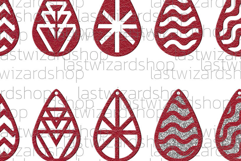 Σετ των 3 Intra απο ξύλο plywood 3mm-4mm πάχος - Geometry Teardrop Earrings , Μοντέρνα Δίασταση 3x3 cm INTRAFABR-25884087