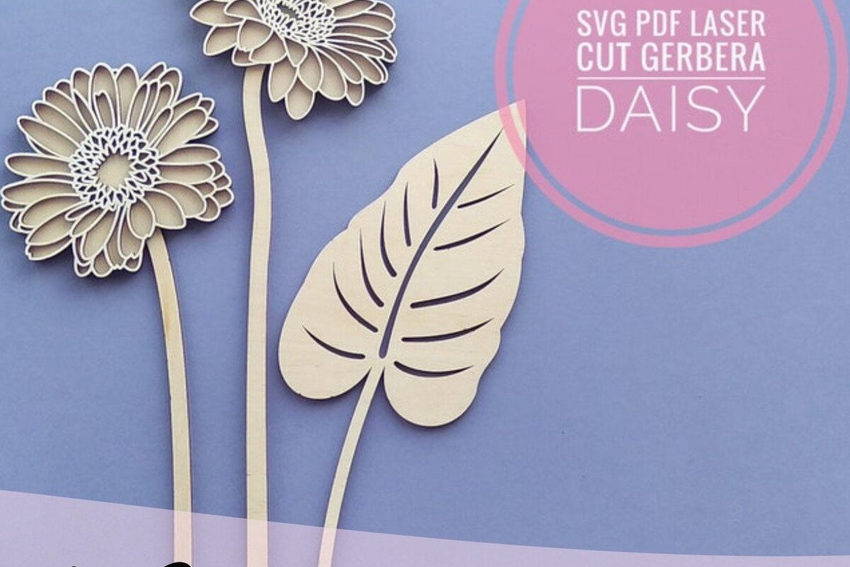 Σετ των 3 Intra απο ξύλο plywood 3mm-4mm πάχος - Ζέρμπερα Νταίζη Δίασταση 20x20 cm INTRAFABR-33156606