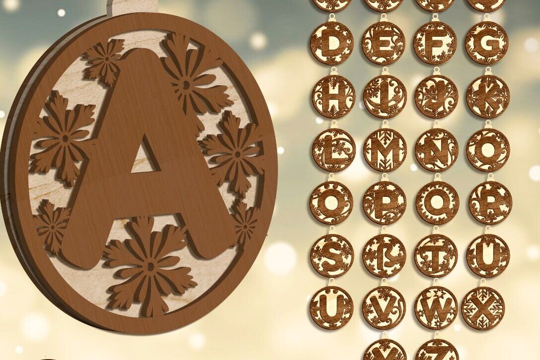 Σετ των 3 Intra απο ξύλο plywood 3mm-4mm πάχος - Πολυεπίπεδη διακόσμηση σπιτιού γερμανικού αλφαβήτου Δίασταση 5x4 cm INTRAFABR-82495277