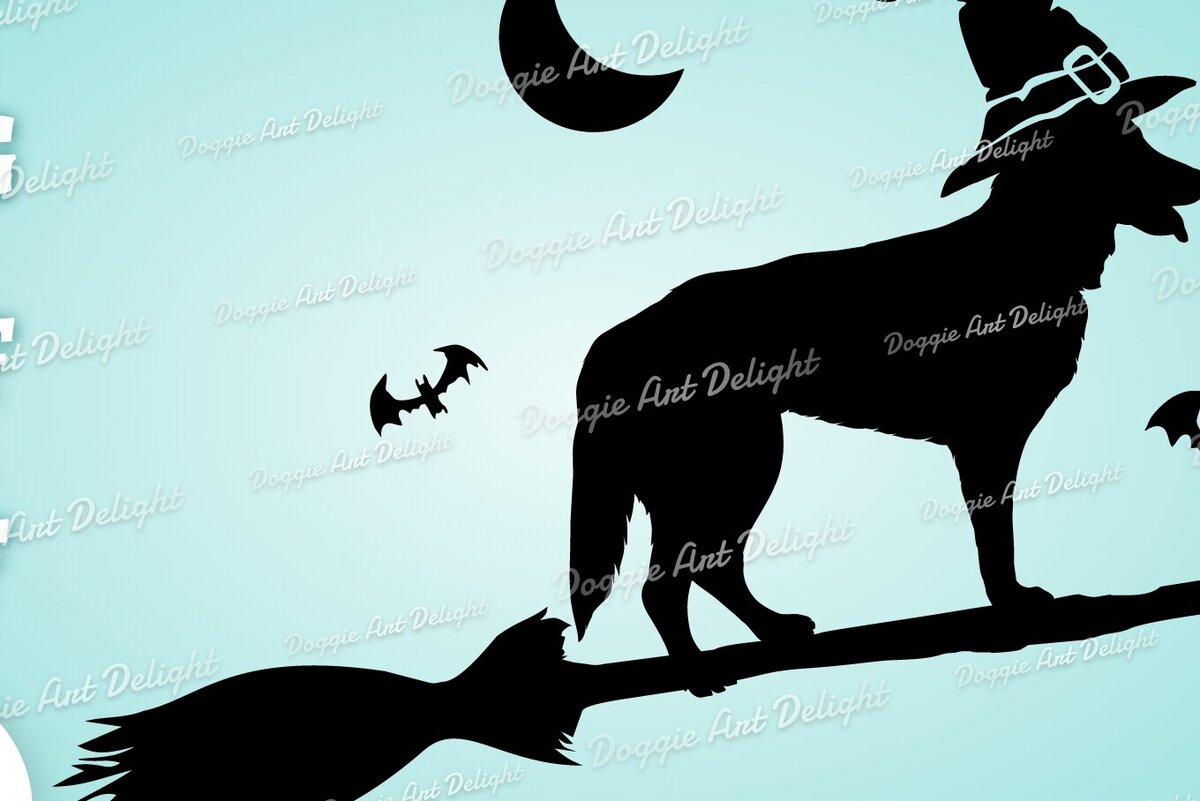 Σετ των 2 Intra απο ξύλο plywood 3mm-4mm πάχος - German Shepherd Halloween Spooky Dog  Δίασταση 15x15 cm INTRAFABR-77796404