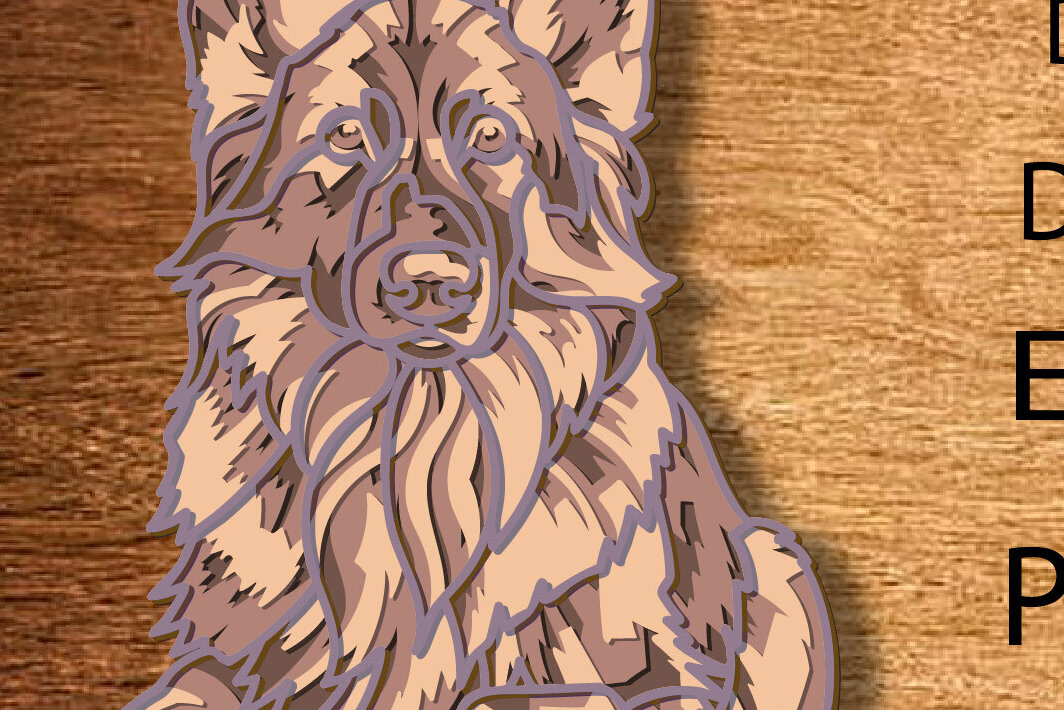 Intra απο ξύλο plywood 3mm-4mm πάχος - German Shepherd Multilayer /Vector Δίασταση 30x20 cm INTRAFABR-84084247