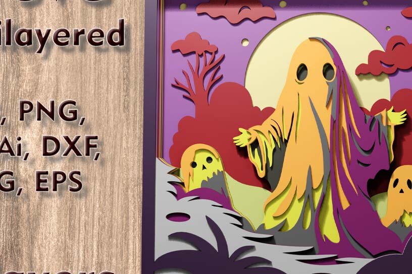 Intra απο ξύλο plywood 3mm-4mm πάχος -  λέιζερ πολλαπλών επιπέδων Ghost 3D  Δίασταση 63x10 cm INTRAFABR-109001320