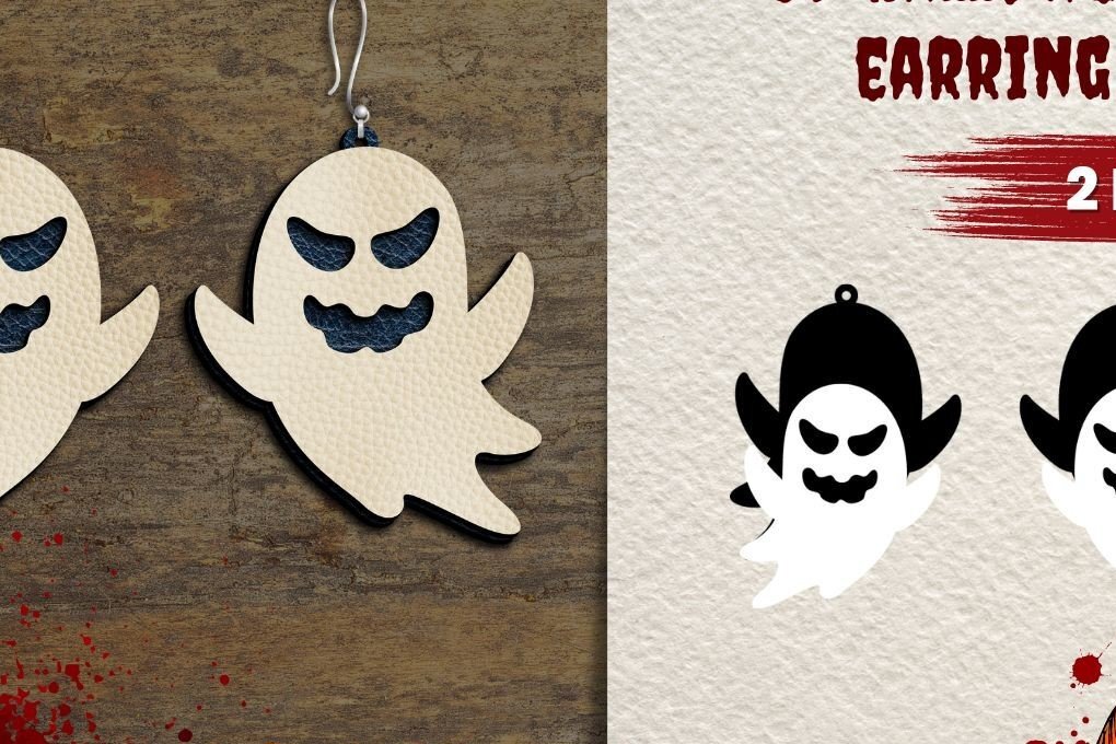 Σετ των 3 Intra απο ξύλο plywood 3mm-4mm πάχος - Σκουλαρίκια Ghost Δίασταση 3x3 cm INTRAFABR-39666693