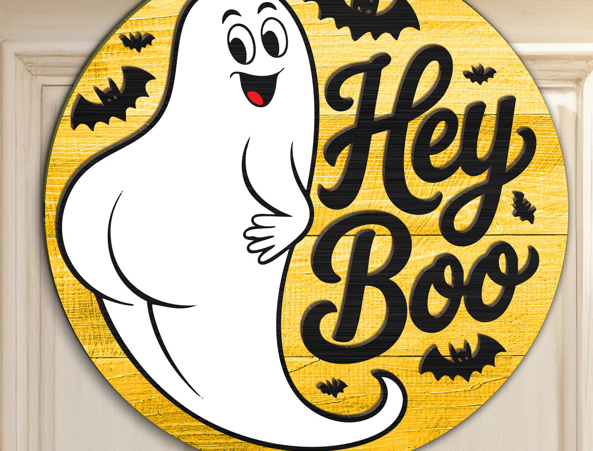 Σετ των 2 Intra απο ξύλο plywood 3mm-4mm πάχος - Ghost Halloween Sign  Δίασταση 15x15 cm INTRAFABR-123580830