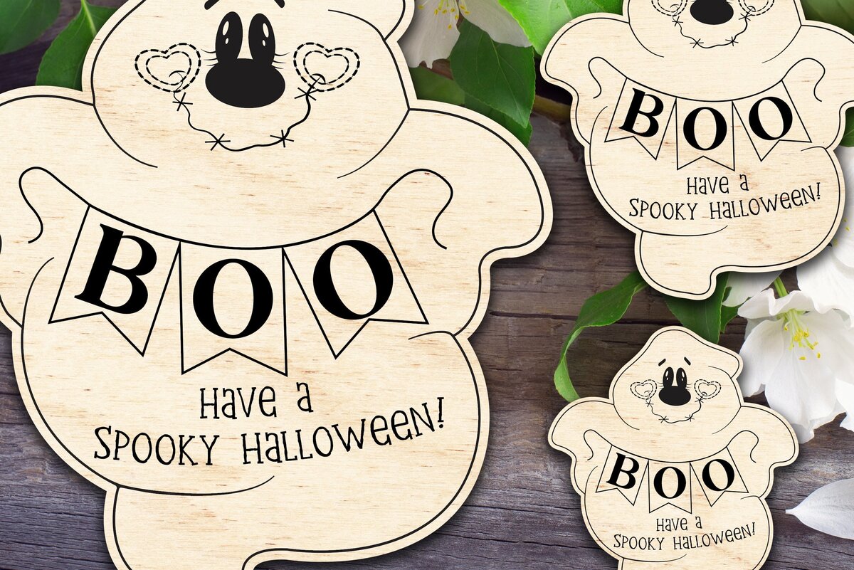 Intra απο ξύλο plywood 3mm-4mm πάχος - Πανό Ghost Holding Boo Δίασταση 60x30 cm INTRAFABR-36742372