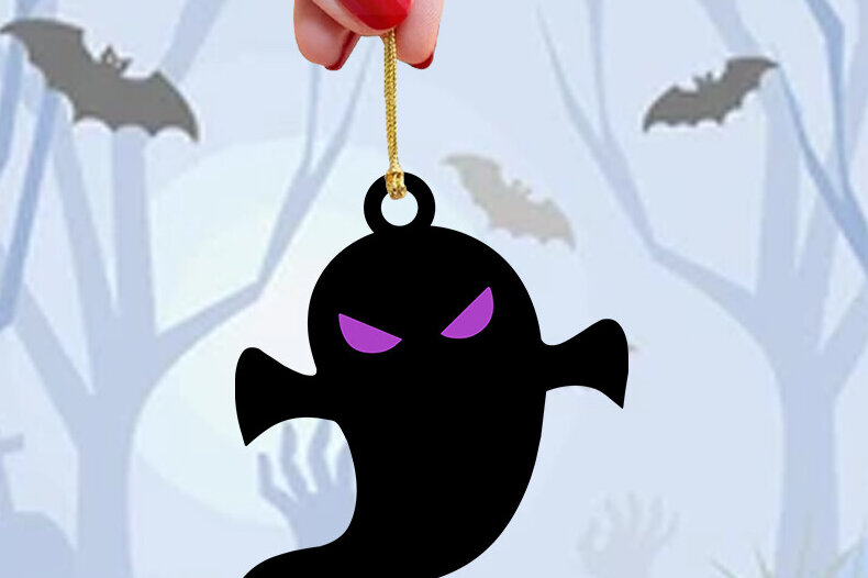 Σετ των 3 Intra απο ξύλο plywood 3mm-4mm πάχος - Μπρελόκ Ghost  3d Laser Cut Δίασταση 4x4 cm INTRAFABR-77413131