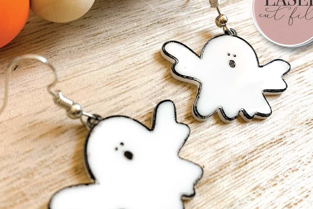 Σετ των 3 Intra απο ξύλο plywood 3mm-4mm πάχος - Ghosts Laser Earrings  Δίασταση 3x3 cm INTRAFABR-73366024