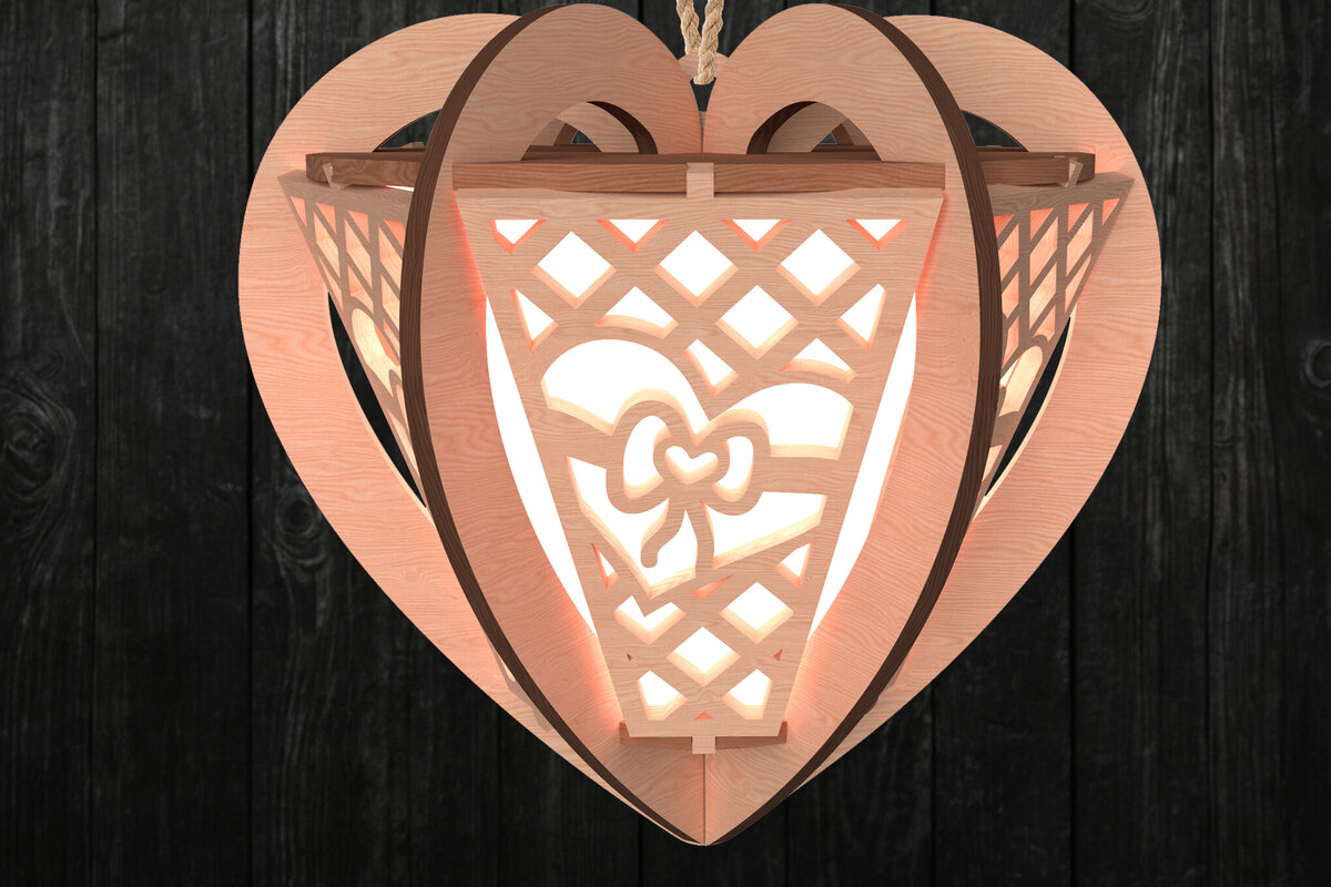 Intra απο ξύλο plywood 3mm-4mm πάχος - Δώρο Φανάρι καρδιών με φιόγκο για την ημέρα του Αγίου Βαλεντίνου Δίασταση 30x20 cm INTRAFABR-112203111