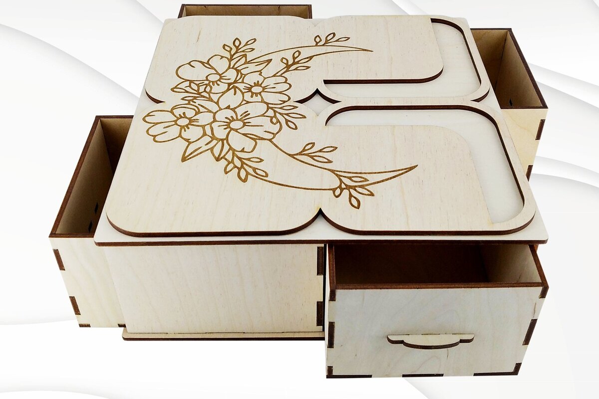 Σετ των 2 Intra απο ξύλο plywood 3mm-4mm πάχος - Κουτί δώρου 4 σε 1 Δίασταση 206x206 cm INTRAFABR-30328628