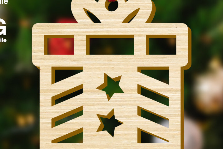 Σετ των 3 Intra απο ξύλο plywood 3mm-4mm πάχος - Διακόσμηση Χριστουγεννιάτικου Δέντρου Κουτί δώρου Δίασταση 5x4 cm INTRAFABR-48262082