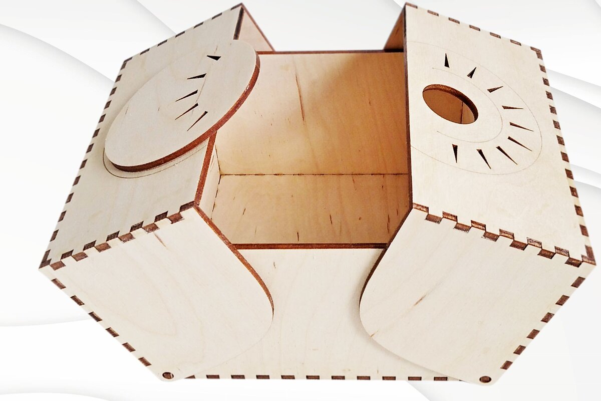 Intra απο ξύλο plywood 3mm-4mm πάχος - Κουτί δώρου Sun Pattern, Design Cut Laser. Δίασταση 133x126 cm INTRAFABR-68147720