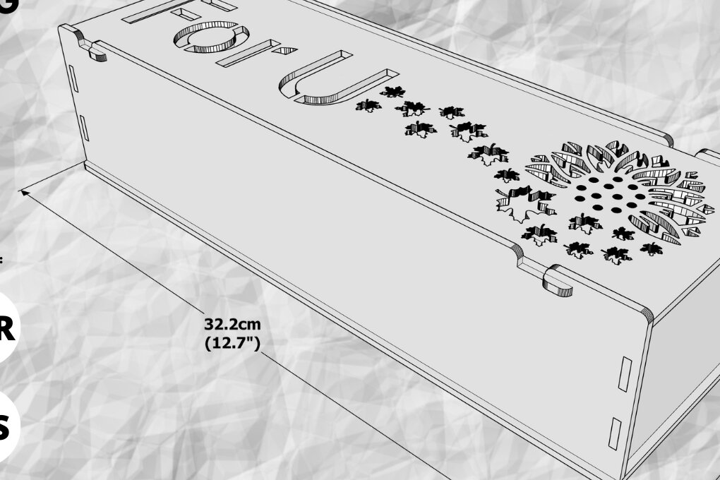 Σετ των 3 Intra απο ξύλο plywood 3mm-4mm πάχος - Κουτί δώρου, Sunflower, Laser Cut File,  Δίασταση 4x4 cm INTRAFABR-82651577