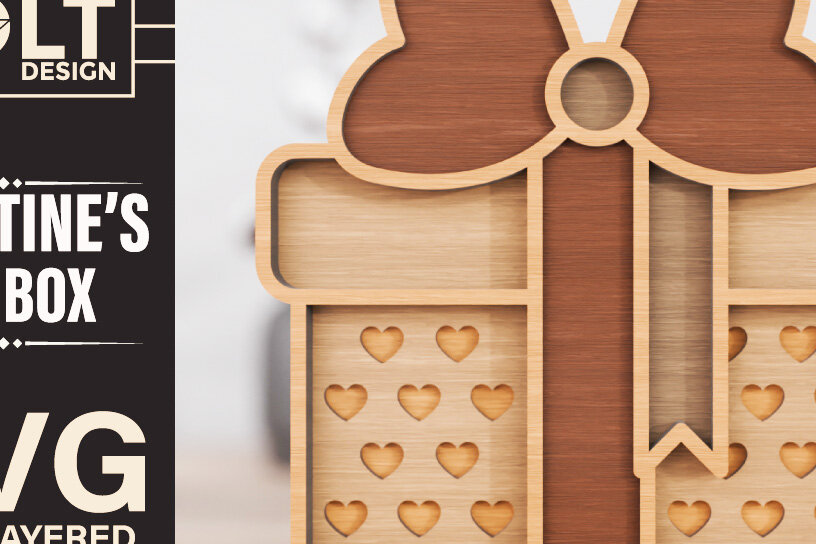 Σετ των 2 Intra απο ξύλο plywood 3mm-4mm πάχος - Κουτί δώρου Valentines Special Craft File Δίασταση 20x25 cm INTRAFABR-89478677