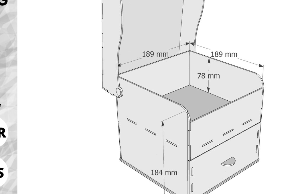 Σετ των 3 Intra απο ξύλο plywood 3mm-4mm πάχος - Κουτί δώρου με καπάκι και συρτάρι | Glowforge Δίασταση 4x4 cm INTRAFABR-78889975