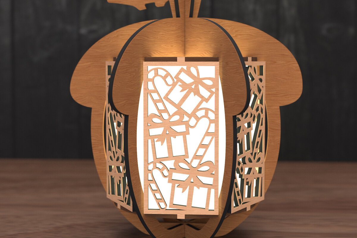 Intra απο ξύλο plywood 3mm-4mm πάχος - Φανάρι κουκουνάρι δώρου &amp; καραμελών  Δίασταση 30x20 cm INTRAFABR-109048336