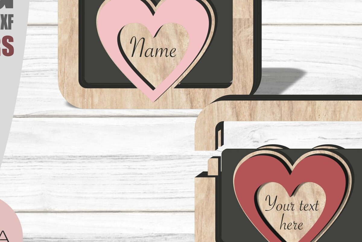Σετ των 2 Intra απο ξύλο plywood 3mm-4mm πάχος - Κάτοχος δωροκάρτας Heart , Valentines D Δίασταση 20x20 cm INTRAFABR-87002660