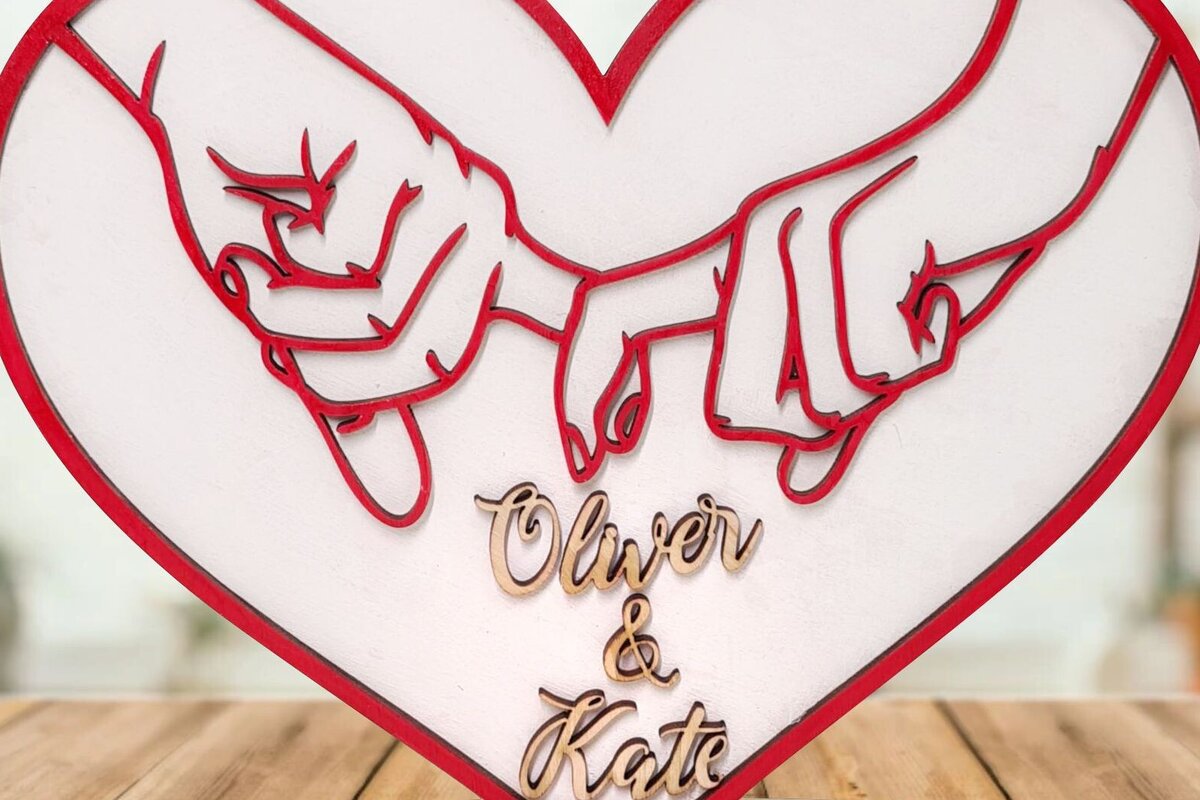 Σετ των 2 Intra απο ξύλο plywood 3mm-4mm πάχος - Δωροκάρτα για την ημέρα του Αγίου Βαλεντίνου Δίασταση 20x20 cm INTRAFABR-86850115