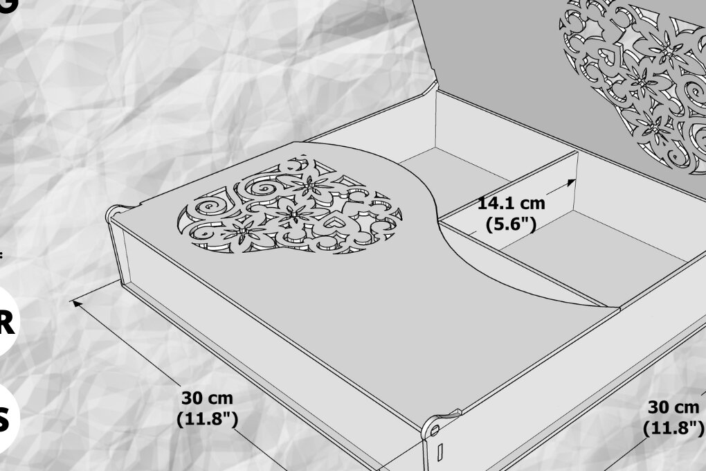 Σετ των 3 Intra απο ξύλο plywood 3mm-4mm πάχος - Κουτί δώρου ή ξηρών καρπών με διπλό καπάκι, λέιζερ Δίασταση 4x4 cm INTRAFABR-80415308