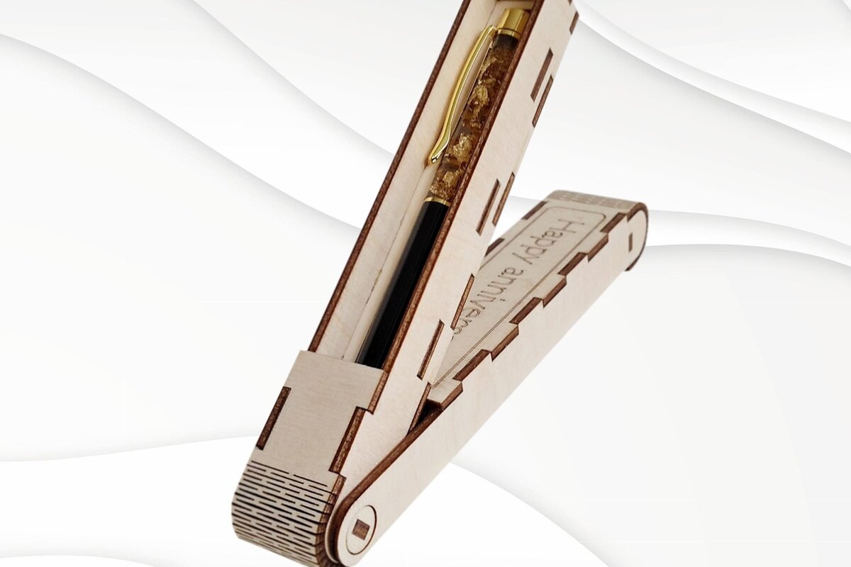 Σετ των 2 Intra απο ξύλο plywood 3mm-4mm πάχος - Θήκη για στυλό δώρου Έτοιμα  με λέιζερ. Δίασταση 20x20 cm INTRAFABR-32371901