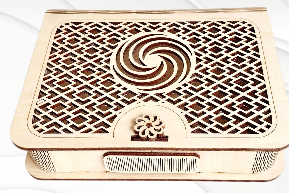 Σετ των 3 Intra απο ξύλο plywood 3mm-4mm πάχος - Κουτί δώρου με μοτίβο,  Laser Δίασταση 4x6 cm INTRAFABR-74690696