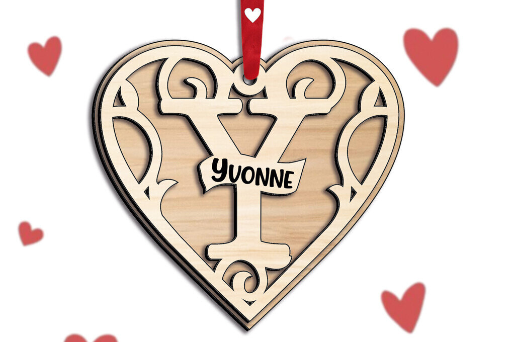 Σετ των 2 Intra απο ξύλο plywood 3mm-4mm πάχος - Δώρο  Letter Y Laser για την Ημέρα του Αγίου Βαλεντίνου Δίασταση 20x20 cm INTRAFABR-115466966