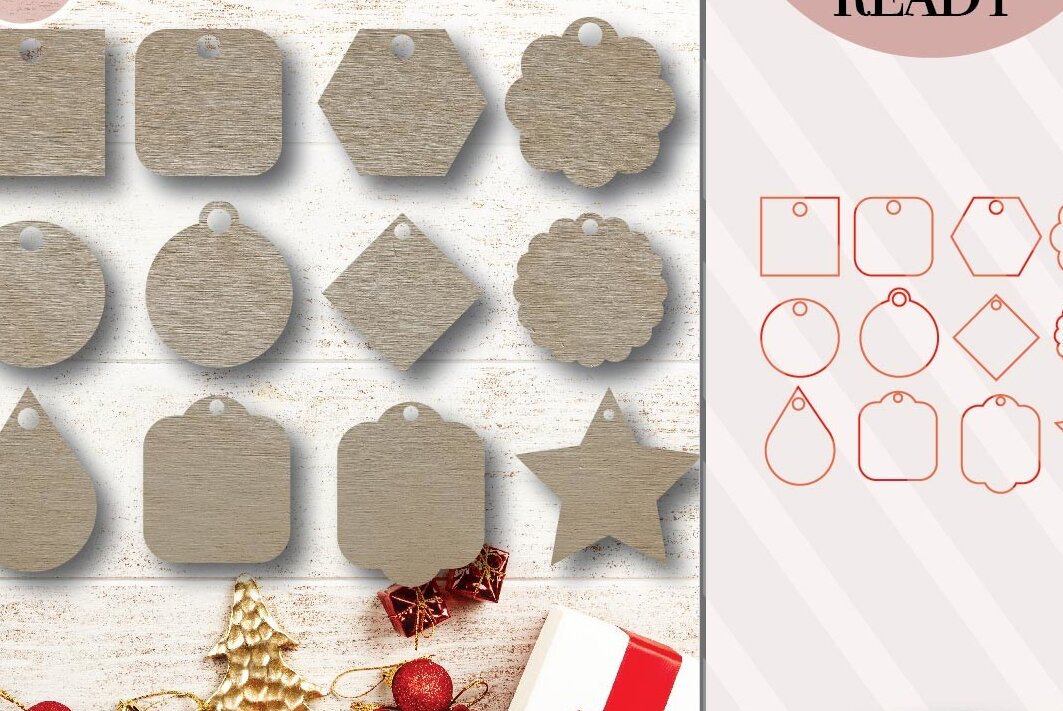 Σετ των 2 Intra απο ξύλο plywood 3mm-4mm πάχος - Πακέτο ετικετών δώρου Δίασταση 20x20 cm INTRAFABR-74342579