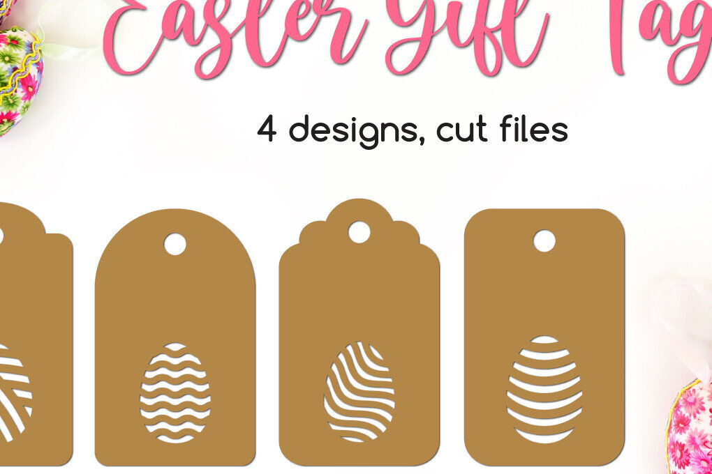 Σετ των 2 Intra απο ξύλο plywood 3mm-4mm πάχος - Ετικέτες δώρου με Πασχαλινά αυγά  Cut Files Δίασταση 15x15 cm INTRAFABR-117523072