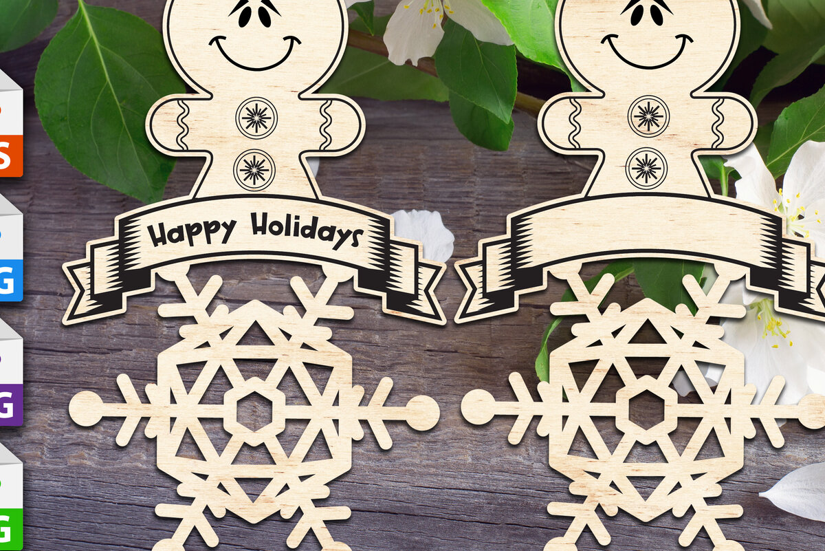 Σετ των 3 Intra απο ξύλο plywood 3mm-4mm πάχος - Στολίδι Ginger Breadman Flake Δίασταση 6x6 cm INTRAFABR-85571040