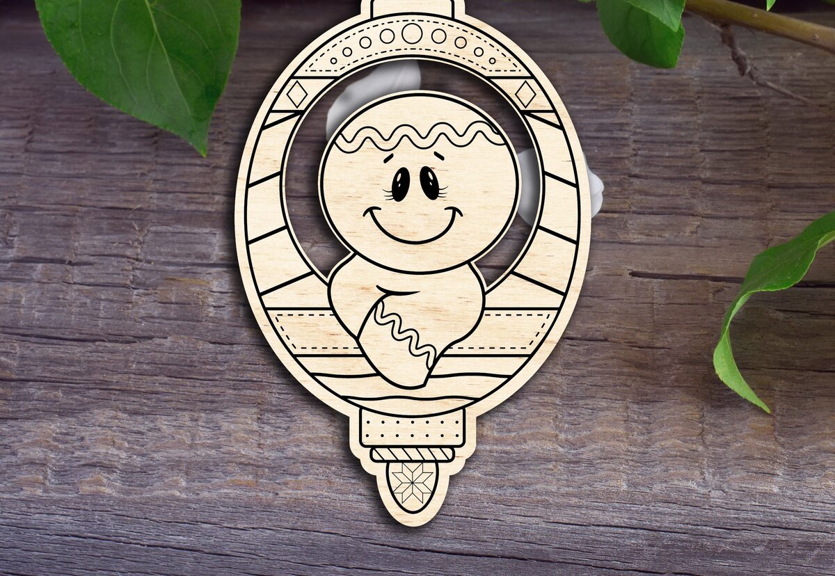 Σετ των 3 Intra απο ξύλο plywood 3mm-4mm πάχος - Χριστουγεννιάτικο στολίδι με τζίντζερ Δίασταση 6x6 cm INTRAFABR-31508933